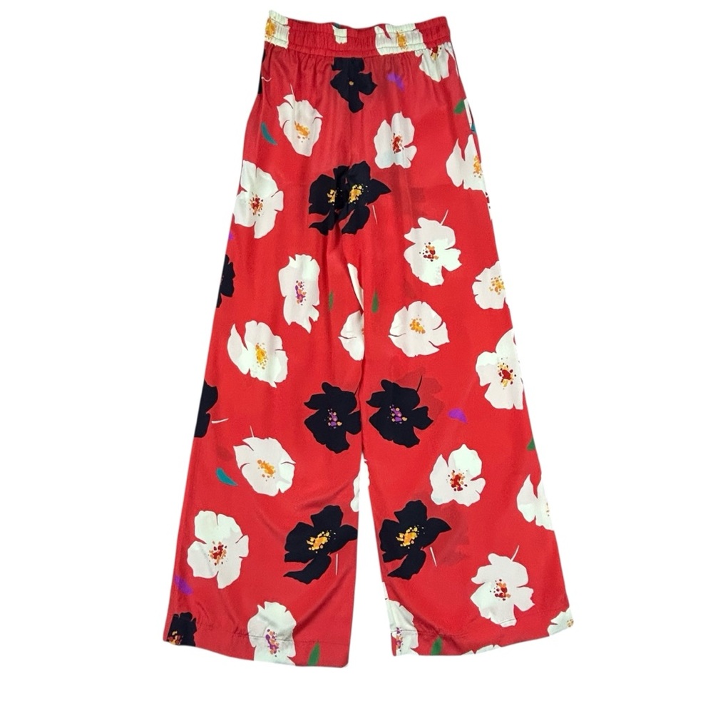 Tucker Red Floral Wide Leg Silk Pants - Picture 9 of 16